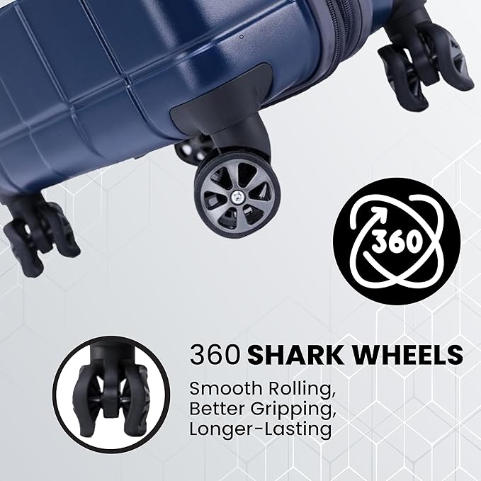 Spyder Carve 3 Piece Set with 360° Spinner Wheels, TSA Approved Lock, (20 Inch Carry On, 25 Inch Medium, 29 Inch Large) Navy