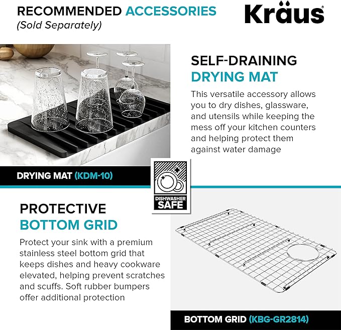 KRAUS Kitchen Sink Bellucci 32” Undermount Workstation Granite, Metallic White, Accessories, KGUW1-33WH