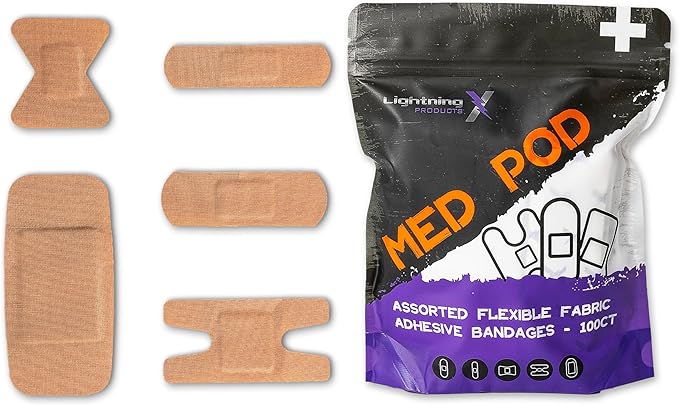 Lightning X EMS/EMT Premium Medical Gauze Bandage Refill Kit for First Responder First Aid Kit + 30 Assorted Fabric Adhesive Bandages