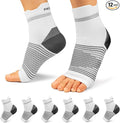 Plantar Fasciitis Sock (6 Pairs) for Men and Women, Compression Foot Sleeves with Arch and Ankle Support (White, Large)