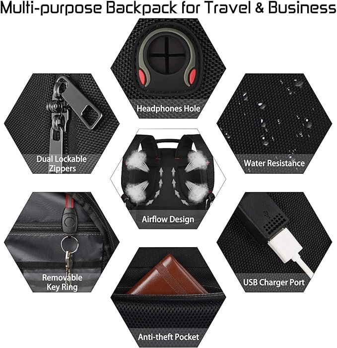 18.4 Laptop Backpack Women Men, 55L-60L Flight Approved Extra Large Travel Backpack RFID Anti Theft and TSA Friendly Backpack, Water Resistant College School Heavy Duty With USB Charging Port, Orange