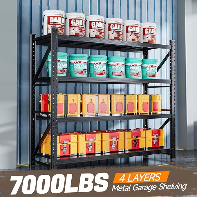 7000LBS Metal Garage Shelving Unit 79" W Storage Shelves Heavy Duty 4 Tier Adjustable Garage Storage Racks Industrial Shelving Utility Rack Shelf for Warehouse/Basement 79" Wx24 Dx79 H