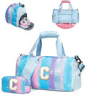 Gifts for 3 4 5 6 7 8 9 Year Old Girls-Girl Gym Bag with Shoe Compartment, Kid Personalized Weekender Overnight Bags, Initial Travel Tote with Makeup Pouch, Easter Gift for Teen (Letter C)