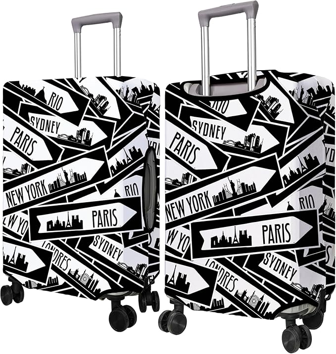 Travel Luggage Cover Suitcase Protector Fits 18-32 Inch Wheel Covers PatternedTravel Related Items Flower Luggage Protector Elastic L