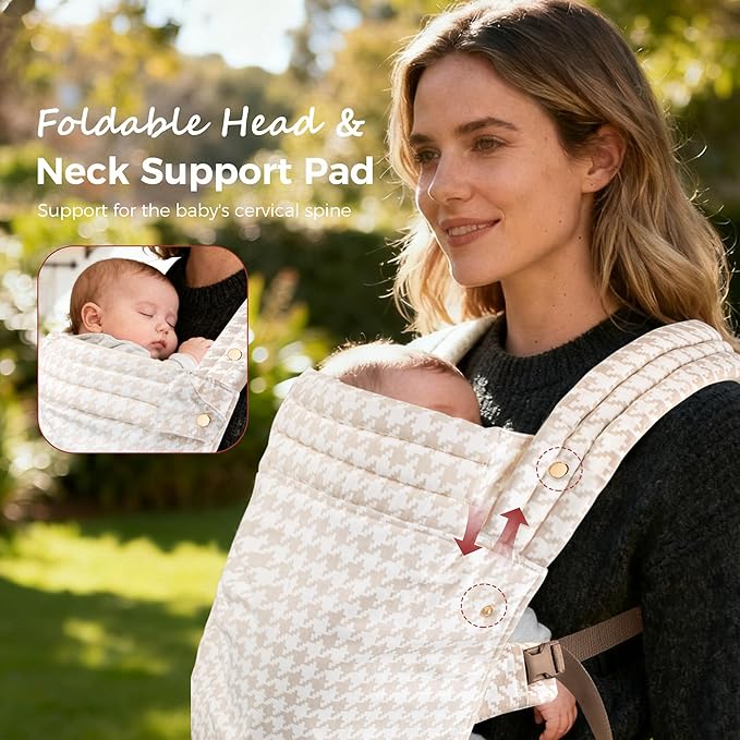 Baby Carrier Newborn to Toddler- Ergonomic,Cozy and Lightweight Infant Carrier for 7-40lbs,3 Carry Positions Newborn Carrier,Brown