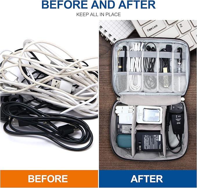 VOCUS Electronics Organizer Travel Cable Organizer Bag for Electronics Accessories, Portable Tech Carring Large Storage Case for Charger, Cord, Power Bank, Hardware