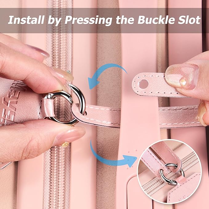 Mayski Luggage Tags for Suitcases 3 Pack Suitcase Bag Tags, TSA Approved, Metal Buckle, Bag Tags with Name ID Card Travel Essentials, Rose Gold Global