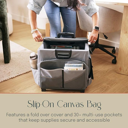 Mobile Utility Cart with Storage Organizer Bag, Rolling Cart, Dark Grey/Grey