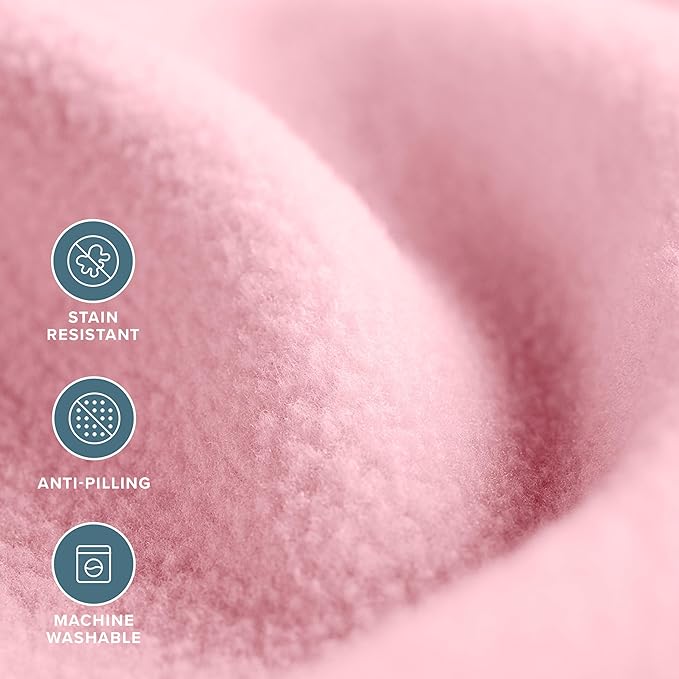 Bare Home Polar Fleece Blanket - Throw - Light Pink - Warm & Cozy - Premium Fleece - Blanket for Bed, Sofa, Camping, Travel and Cold Nights - Lightweight (Throw, Light Pink)