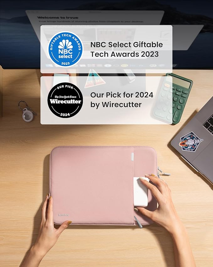 tomtoc 360° Protective Laptop Sleeve for 15-inch MacBook Air M4/A3241 2025, M3/A3114 2024, M2/A2941 2023, 15-inch MacBook Pro A1990 A1707, Dell XPS 15 Plus Laptop, Water-Resistant Computer Case Bag