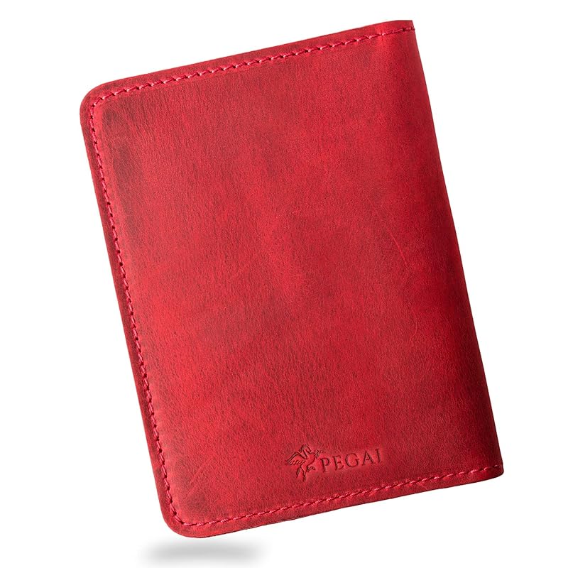 PEGAI Personalized Leather, Passport Holder For Travel | Handmade Passport Wallet Cover Case | Travel Document Holder, Passport Cover for Men, Women, and Family | Pike (Rose)