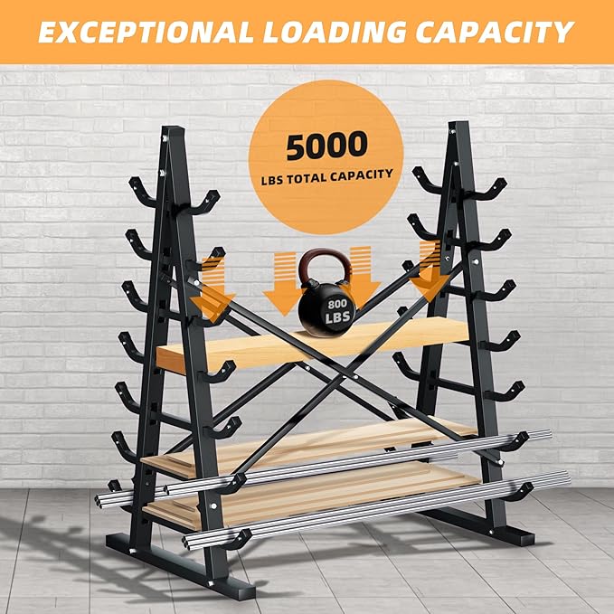 7-Tier Horizontal Storage Rack, Heavy-Duty Freestanding Steel Horizontal Bar Storage Cantilever Rack, Standing Lumber Horizontal Storage Rack, Metal Arms Pallet Racking Up to 5000 Lbs