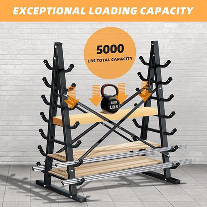 7-Tier Horizontal Storage Rack, Heavy-Duty Freestanding Steel Horizontal Bar Storage Cantilever Rack, Standing Lumber Horizontal Storage Rack, Metal Arms Pallet Racking Up to 5000 Lbs