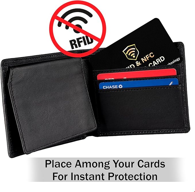 SaiTech IT 3 Pack RFID Blocking Card, One Card Protects Entire Wallet Purse, NFC Contactless Bank Debit Credit Card Protector ID ATM Guard Card Blocker–(Black)