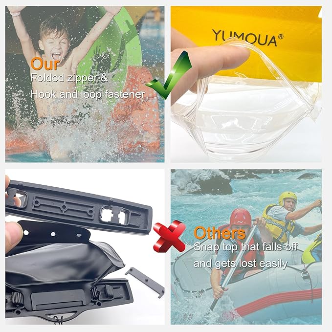 Large Waterproof Phone Pouch 2 Pack, IPX8 Waterproof Cell Phone Case Dry Bag Compatible with iPhone 15 14 13 12 Pro Max, Galaxy S23 Ultra S22 Pixel 4 XL Phone Up to 7.5", Black+Yellow