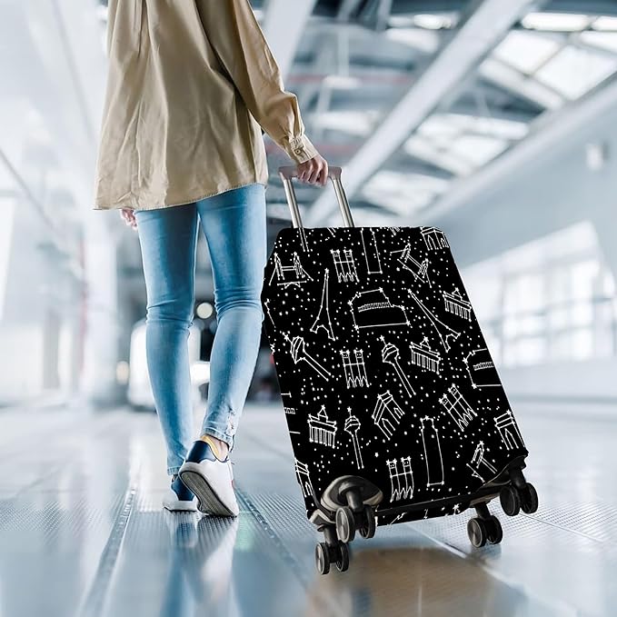 Travel Luggage Cover Suitcase Protector Fits 18-32 Inch Wheel Covers PatternedTravel Related Items Flower Luggage Protector Elastic L