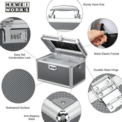 Storage Lock Box with Combination code, Lockable Medicine Storage Case, Empty First Aid Box, Security Lock Box, Multipurpose Lockbox for Home and Outdoor Use (Gray, Medium)