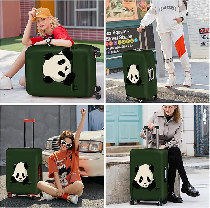 ANNA QUEEN Panda Luggage Cover, Cute Panda Design Suitcase Protector, Stretchable Washable Travel Sleeve for 20-22 Inch Luggage