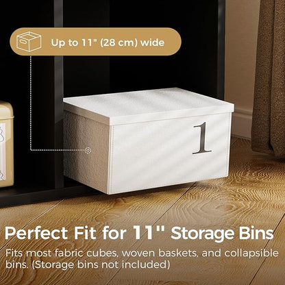 COMHOMA 4 Wood Cube Storage Organizer with Open Back and Removable Back Panels, 11In Black Cube Storage Bookshelf, Cubicle Shelf Bookcase for Home Office Bedroom Living Room, Vertical or Horizontal