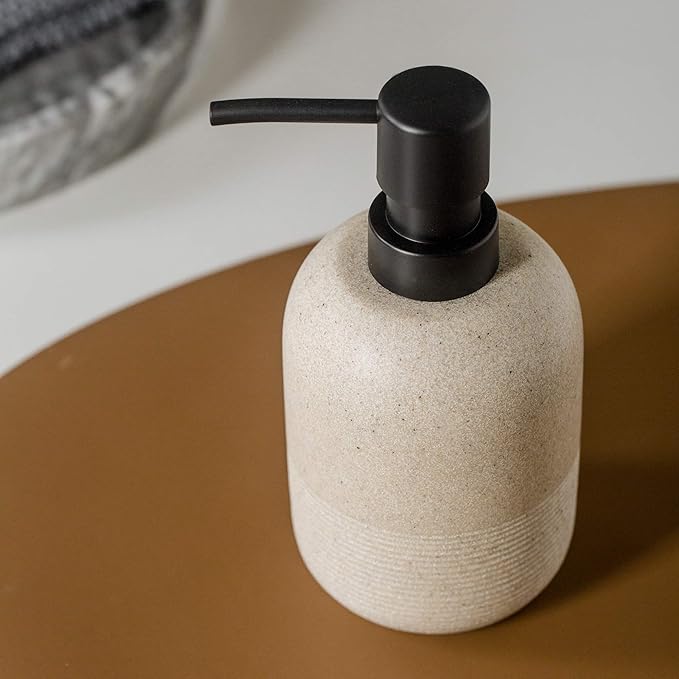 Soap Dispenser Beige,Hand Soap Lotion Dispenser for Bathroom Countertop,Soap Dispenser for Kitchen.