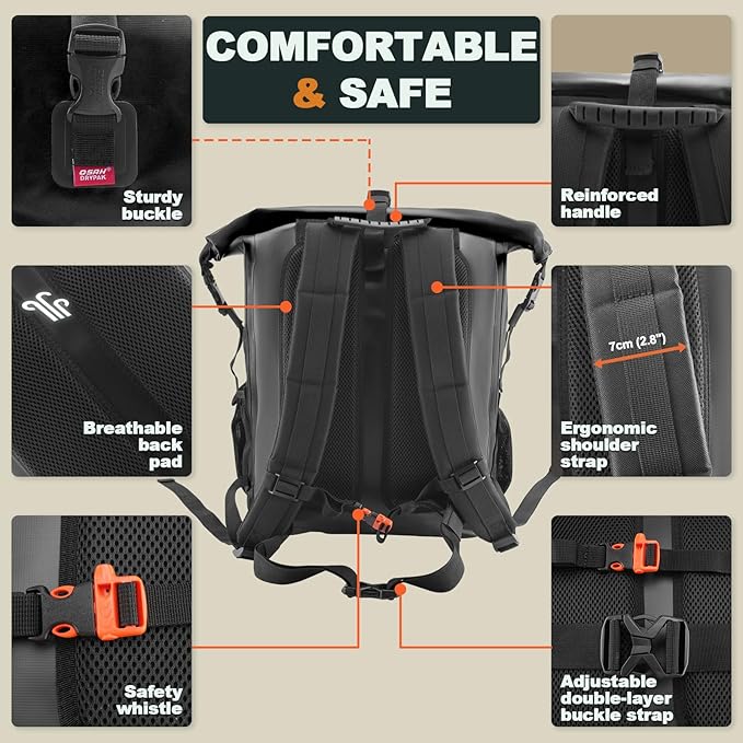 Waterproof Backpack Dry Bag 35L/55L/85L– Heavy Duty Roll-Top Hiking Backpack for Travel, Kayaking, Boating, Camping, Rafting and Fishing