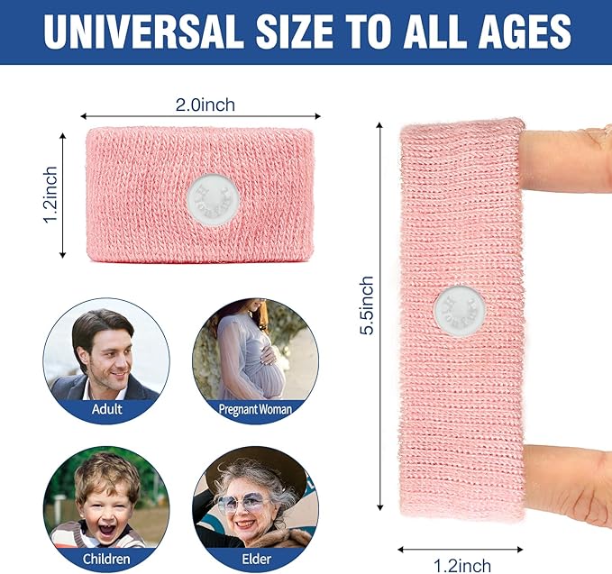 Motion Sickness Bands Anti Nausea Wristband for Adult and Kids Morning Sickness Relief for Pregnant Women Acupressure Nausea Relief for Car, Sea, Air Sickness - 1 Pair Pink