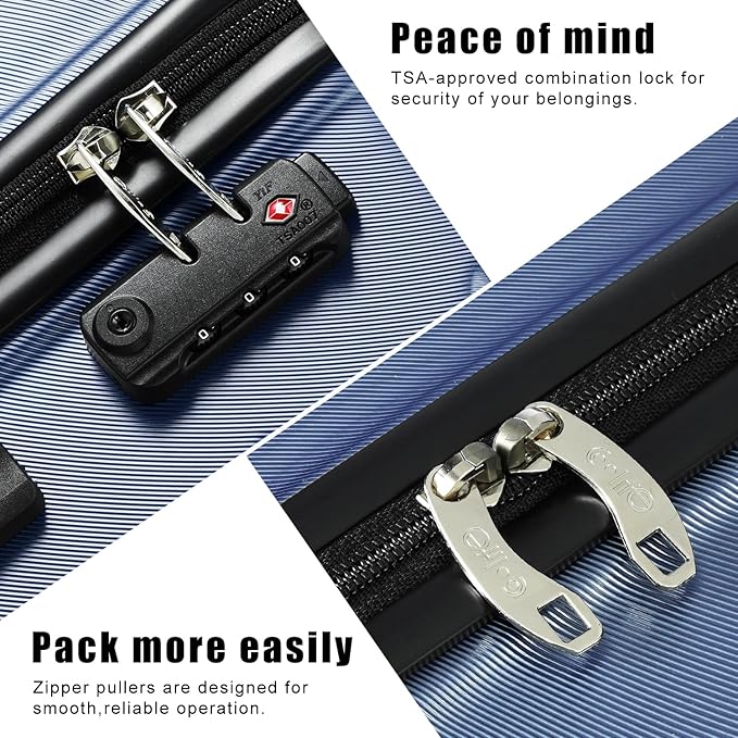 Coolife Luggage Suitcase Carry-on Spinner TSA Lock USB Port Expandable (only 28’’) Lightweight Hardside Luggage (Silver, 3 piece set)