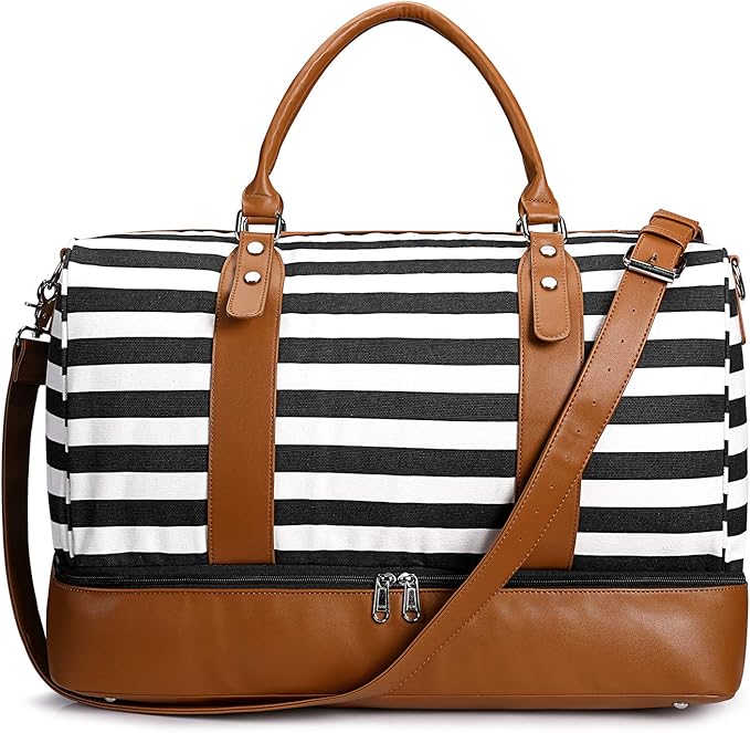 Newshows Women Weekender Bag Canvas Travel Duffel Bag Overnight Carry On Tote with Luggage Sleeve