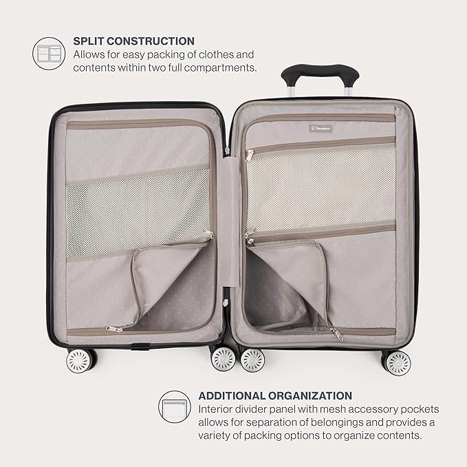 Travelpro Pathways 3 Hardside Expandable Luggage, 8 Spinner Wheels, Lightweight Hard Shell Suitcase, Cloud Grey, Checked Medium 25 Inch