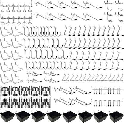 258PCS Pegboard Hooks, Pegboard Accessories Organizer Kit, Pegboard Set for Tools,1/8 and 1/4 inch Pegboard Hooks Assortment, Peg Board Hooks, Peg Board Bins, Peg Locks