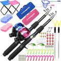 DaddyGoFish Kids Fishing Pole - Rod Reel Combo Tackle Box Starter Set - First Year Small Dock Gear Kit for Boys Girls Toddler Youth Age Beginner Little Children Junior Anglers Older Kids