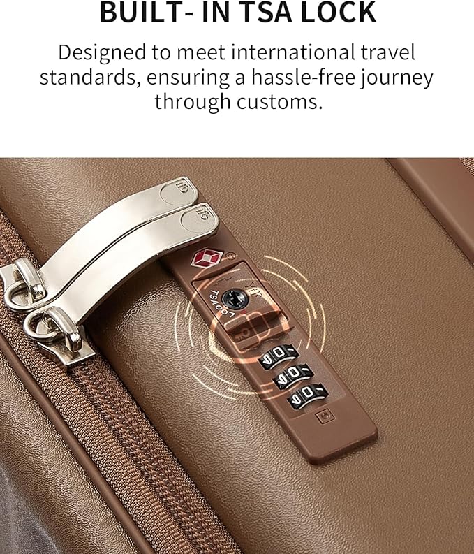 aji Expandable Top Opening Carry On Luggage Airline Approved, 20 Inch Lightweight Hardside Carry On Suitcase with Spinner Wheels, Travel Luggage with Laptop Compartment for Women Men, Chocolate Brown