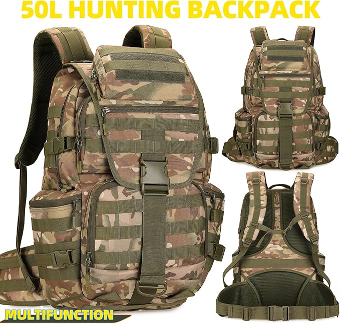 50L Military Tactical Backpack Hiking Waterproof Backpack Large Military Pack 3 Day Assault Pack Molle Bag Rucksack