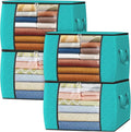 Fab totes 24 Gallons Clothes Storage, Foldable Thick Fabric Blanket Storage Bags, Containers for Organizing Bedroom, Closet, Clothing, Comforter, Organization with Handle (4 Pack,Green)