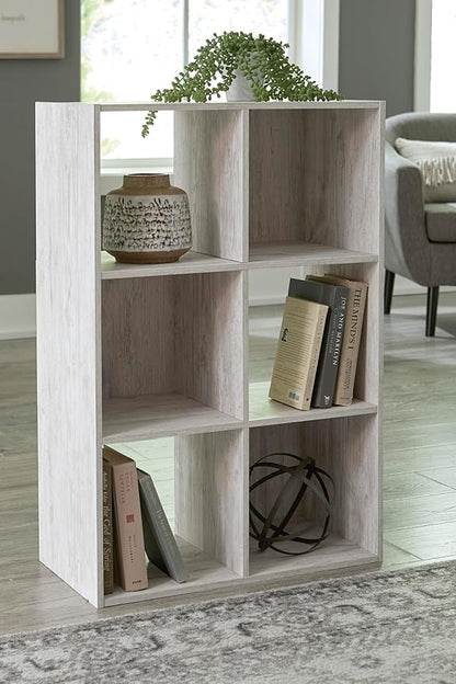 Signature Design by Ashley Paxberry Coastal 6 Cube Storage Organizer or Bookcase, Whitewash