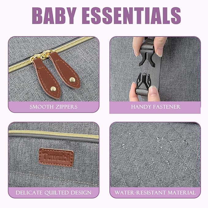 Tuwubi Diaper Bag Tote,Baby Diaper Bag with Pacifier Case Large Travel Diaper Tote Caddy for Mom and Dad Multifunction Large Baby Bag - M-Light Grey