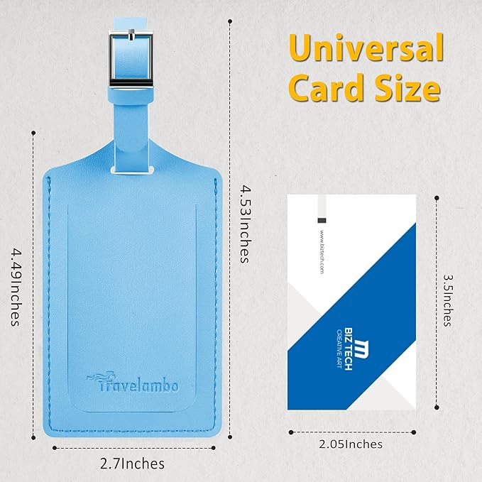 Travelambo Luggage Tags for Suitcases PU Leather Travel Tags Bag Tags Privacy Protection Travel Essentials