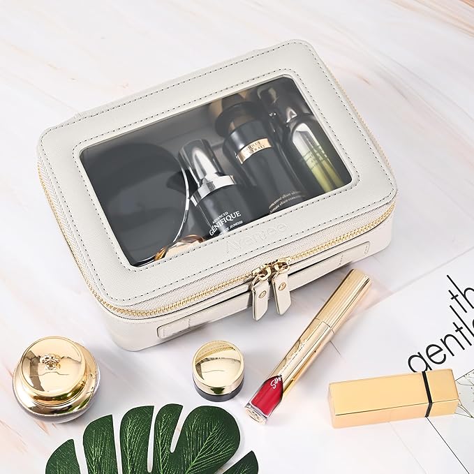 Aveniee Clear Makeup Bag Organizer,Travel Toiletry Bag for Women,Waterproof Cosmetic Pouch with Zippers,Car Accessories Organizers and Storage Case,Grey