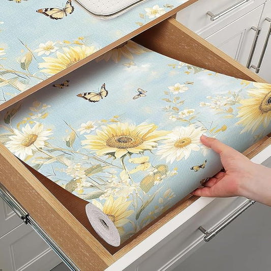 Shelf Liner for Kitchen Cabinets Non Adhesive Drawer Liner,Cabinet Liner for Shelves,Non Slip Kitchen Drawer Liners for Dresser,Waterproof Shelf Paper for Refrigerator,Cupboard,12In x 10FT