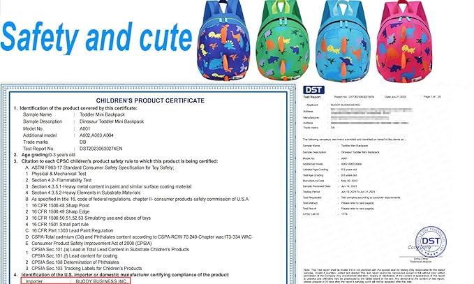 DB Toddler Mini Dinosaur Backpack with Child Leash, Anti Lost Wrist Link for Kids, Safety Harness Back Pack for Baby Boy Girl