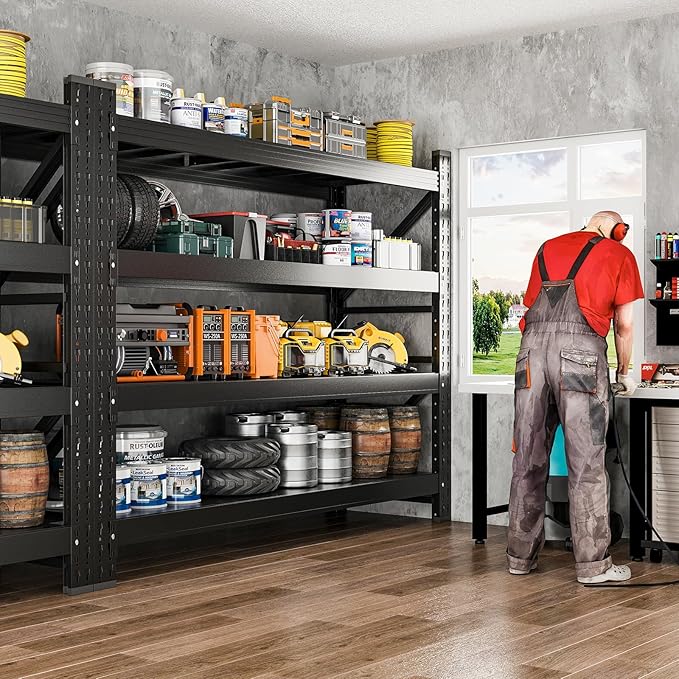 8000LBS Metal Garage Shelving Unit 68" W Storage Shelves Heavy Duty 4 Tier Adjustable Garage Storage Racks Industrial Shelving Utility Rack Shelf for Warehouse/Basement 68" Wx24 Dx63 H