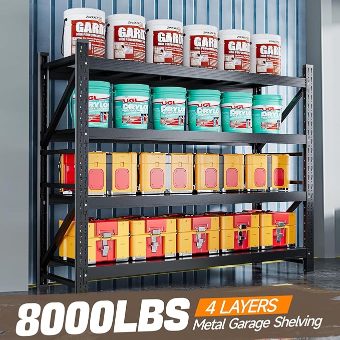 8000LBS Metal Garage Shelving Unit 68" W Storage Shelves Heavy Duty 4 Tier Adjustable Garage Storage Racks Industrial Shelving Utility Rack Shelf for Warehouse/Basement 68" Wx24 Dx63 H