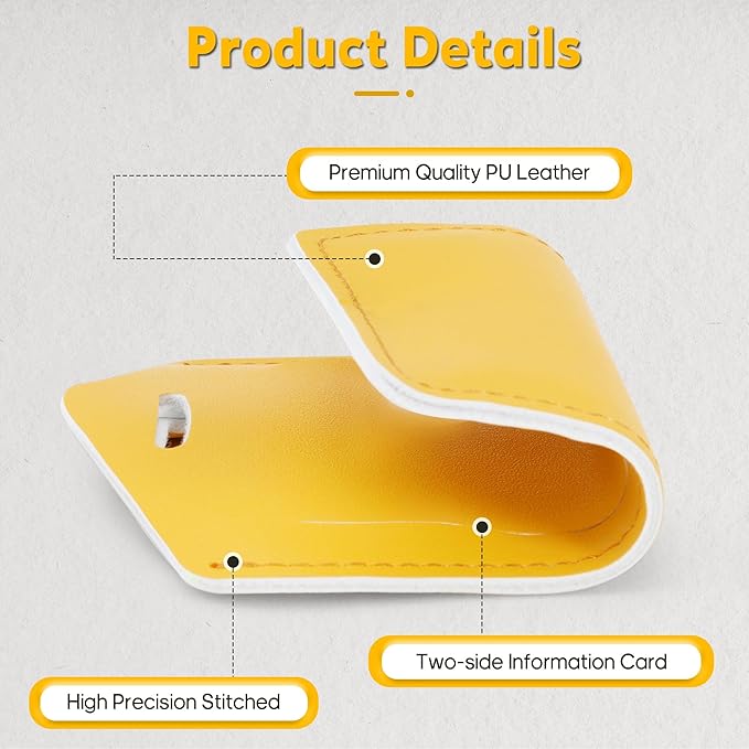 Travelambo Luggage Tags for Suitcases Faux Leather Privacy Protection 20 Pack Bag Tags Travel Accessories Essential, Energetic Yellow