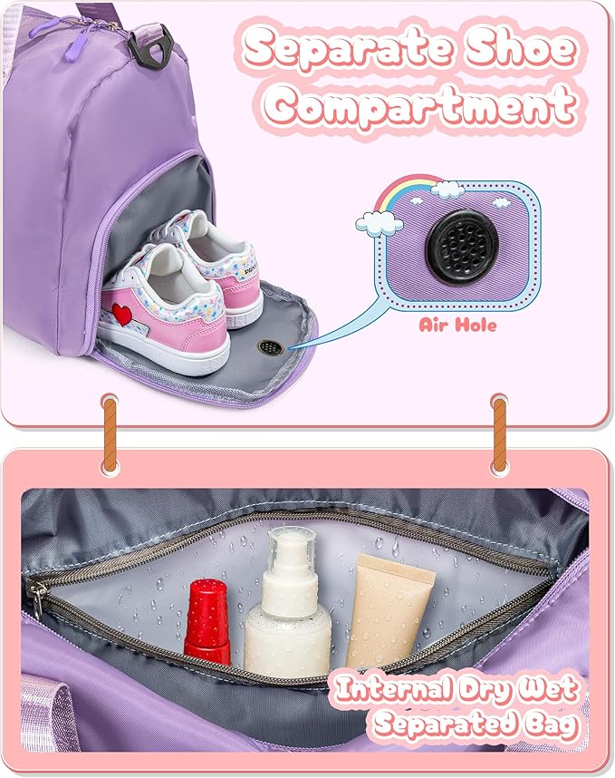 Granddaughter Gift from Grandmom-Girl Gym Bag with Shoe Compartment, Kid Personalized Weekender Overnight Bags, Initial Travel Tote with Makeup Pouch, Easter Gifts for Teen (Letter C)