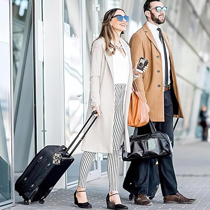 Daisies Luggage Tags,2 Pack Luggage Tag,Leather Privacy Cover ID Label with Stainless Steel Loop for Women Men Kids Girls Travel
