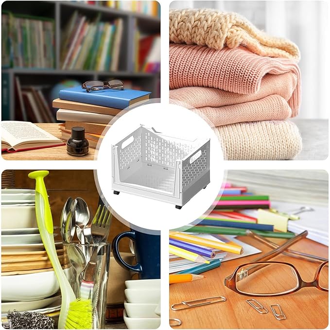 Rolling Book Cart - 40L Foldable Storage Container Mobile Basket, Portable Utility Bin, Lightweight Organizer | Durable Wheeled Book Holder for Home Office Dorm Study Rooms