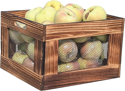 ARTAWEIN Vinyl Record Storage Crate, Wooden Record Holder for Albums - Holds up to 80-100 LPs, Rustic Vintage Style Organizer Box with Handles, Easy Assembly Display for Music Room & Office