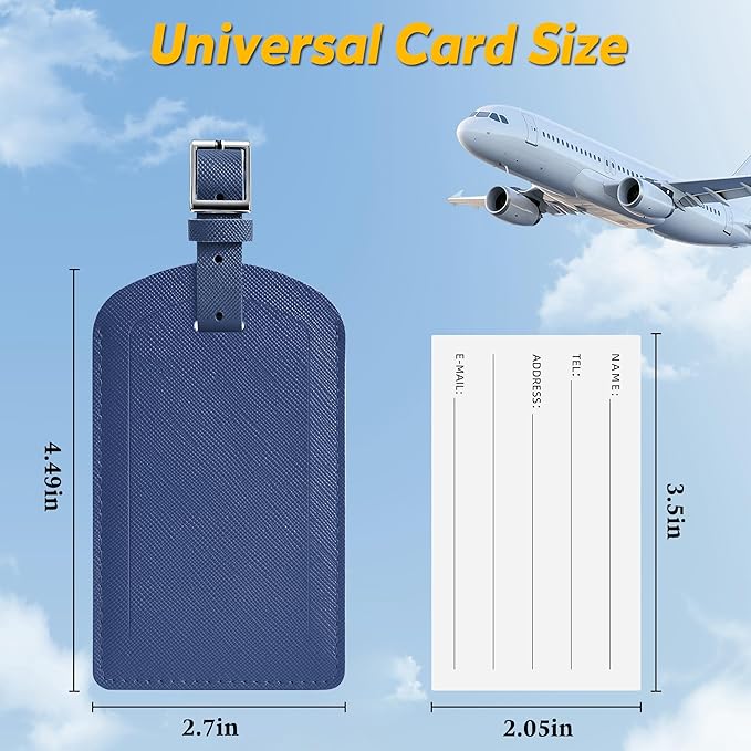 3 Pack Luggage Tags for Suitcases, TSA Approved Bag Tags, Baggage Tags with Privacy Protection, Travel Essentials Luggage Accessories, Dark Blue