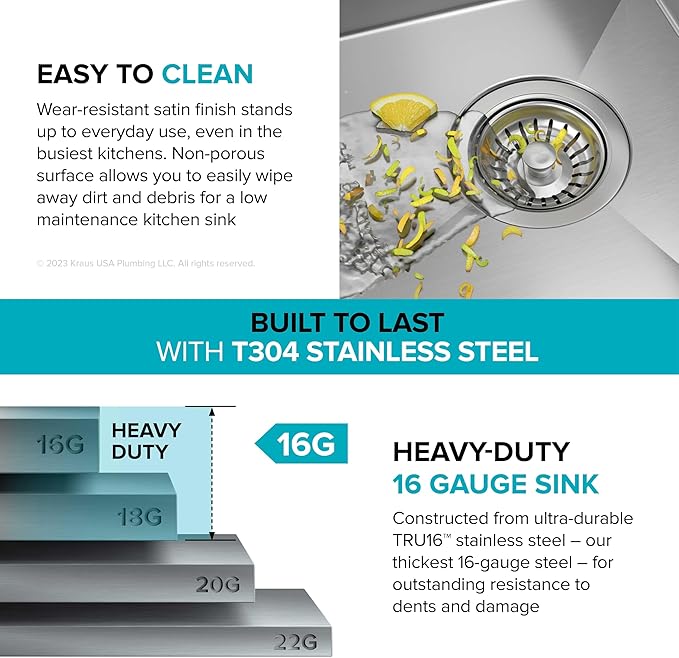 KRAUS Kore 28-Inch Undermount Workstation 16 Gauge Single Bowl Stainless Steel Kitchen Sink with Accessories, KWU110-28