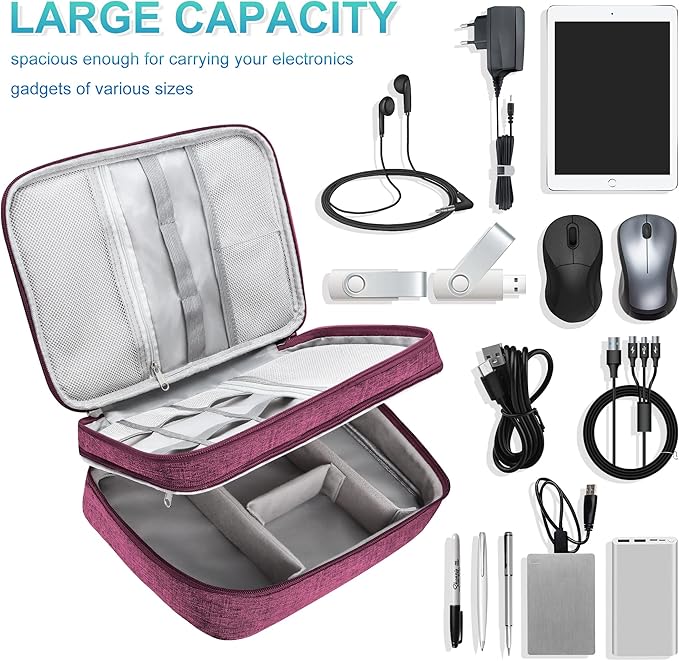 CILLA Electronics Organizer Travel, Travel Cord Organizer Case, Compact Electronics Accessories Bag for Cable, Cord, Charger, Phone